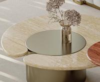 Table basse moderne STG avec plateau en marbre, combinaison de tables basses plates pour salon, style Wabi-sabi, table basse ronde en acier inoxydable haut de gamme