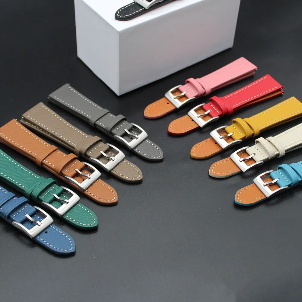 Top 10 Full Grain Epsom Pattern 18mm 19mm 20mm 21mm 22mm Men's Wrist Bracelet Tapering Style Genuine Leather Watch Strap Band