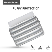 Housse d'ordinateur portable en tissu matelassé argenté métallisé 13 14 15 16 pouces, étui de protection, logo personnalisé, faible MOQ, sac d'ordinateur léger