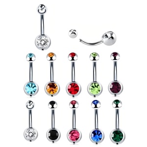 Piercings para Ombligo de Acero Inoxidable G23 14G, Barra Doble Brillante de 6mm, Joyería con Piedra para Piercing de Ombligo de 10mm - Product Image 4