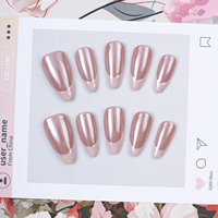 Vente en gros de faux ongles Aurora faits à la main en acrylique français, couvrants, à presser, de haute qualité, avec boîte personnalisée