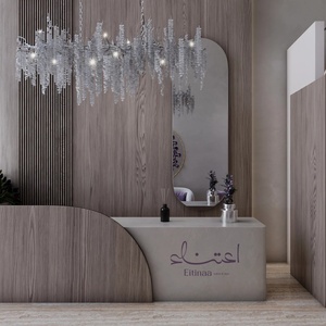 Hair Nail Beauty Salon Interior Design Service Custom Vertical Display Stand and Wave Contour Showcase Shopfitting - Product Image 1
