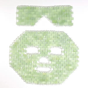 노화 방지 손 수 놓은 감기 치료 얼굴 미용 도구 재사용 가능한 크리스탈 공예품을위한 녹색 옥 스톤 아이 마스크 - Product Image 3