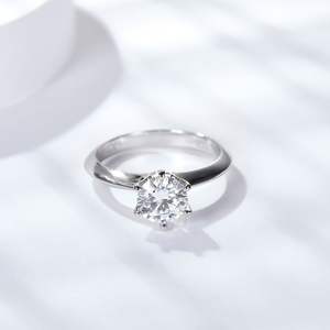 Classico S925 argento placcato platino a sei artigli 1 carato VVS D Moissanite anello di nozze per le donne all'ingrosso promesso gioielli da sposa - Product Image 3