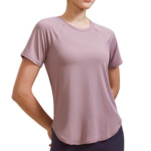 T-shirt de sport décontracté à coupe ample pour femmes O-Neck Woven Fabric Short-Sleeved Sweat Fitness Clothing Running Yoga Wholesale Supply - Product Image 1