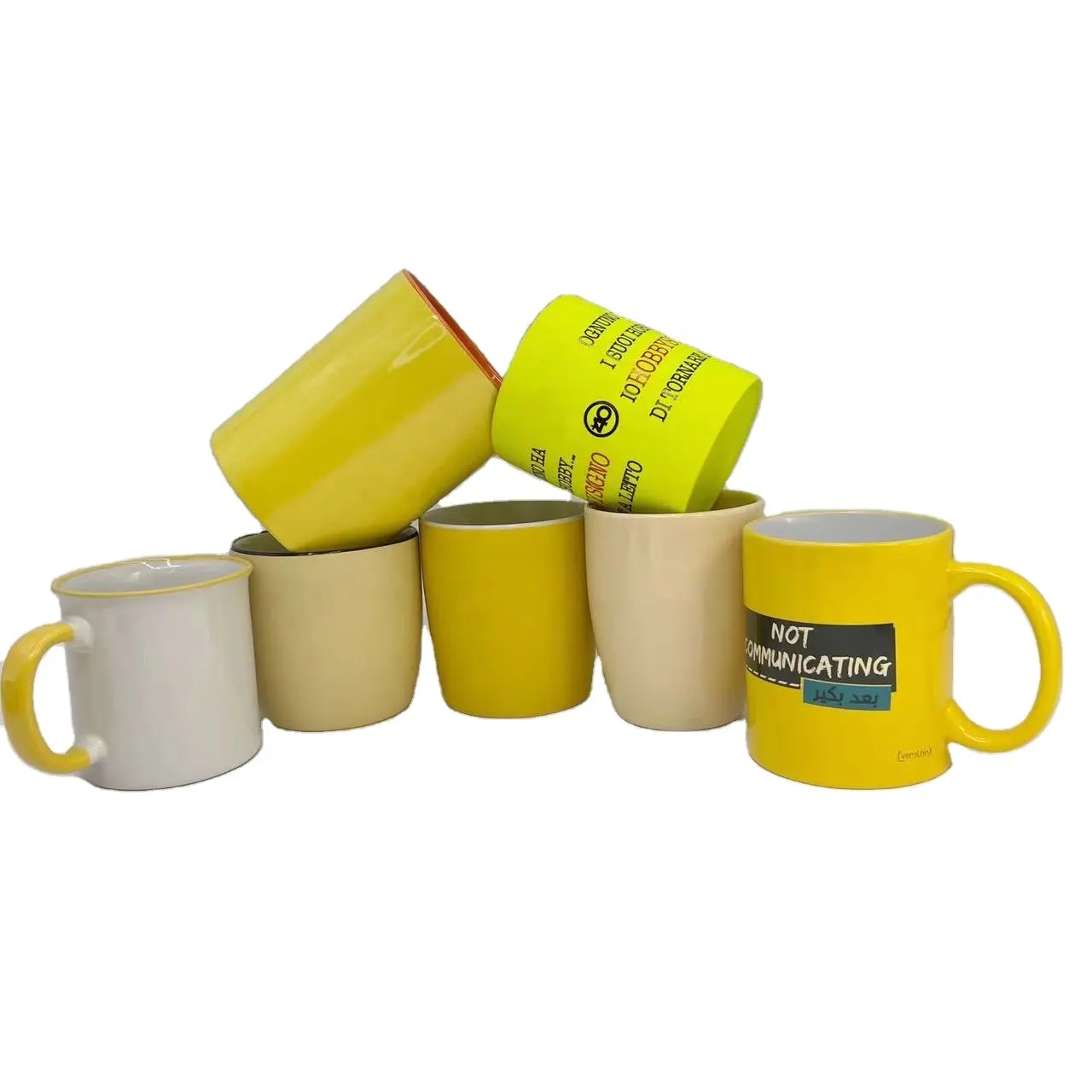 Atacado fabricante canecas personalizadas, logotipo personalizado, matte, amarelo, vidro, caneca, todas as cores, canecas de café, cerâmica