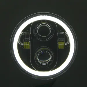 摩托车通用前照灯总成，摩托车发光二极管前照灯，5.75英寸天使眼圆形前照灯