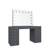 Ensemble de coiffeuse moderne en bois pour chambre à coucher avec plateau de rangement PlayStation et unités de rangement à tiroirs