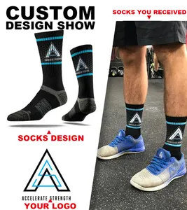 Diseño gratuito y calcetines de gimnasio con logotipo personalizado unisex Calcetines deportivos atléticos de diseño personalizado con su propio diseño