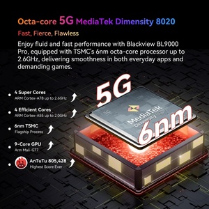 Blackview BL9000 PRO 5G สมาร์ทโฟนพันธุ์อึด 12GB 512GB หน้าจอ 6.78 นิ้ว FHD แบตเตอรี่ 8800mAh ระบบปฏิบัติการ Android 14 พร้อมที่ชาร์จ 120W รองรับ NFC - Product Image 5