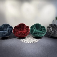 Fauteuil pivotant en fausse fourrure moelleuse Bear Paw, base ronde, fauteuil de détente individuel pour la maison