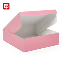 Boîte en carton de boulangerie moderne rose mat stratification pliante pour grignoter beignet pâtisserie emballage alimentaire finition brillante