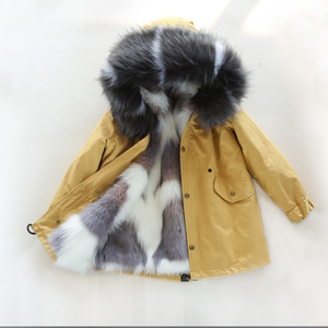 Parka Invernale Spesso in Ecopelliccia per Bambine, Giacca Lunga con Cappuccio e Chiusura a Cerniera, Giacca Calda da Esterno per Bambine - Product Image 3