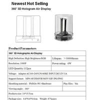 Machine publicitaire de bureau Ventilateur d'hologramme à LED 3D Nouvel équipement publicitaire Affichage à LED holographique Ventilateur d'hologramme à 360 degrés