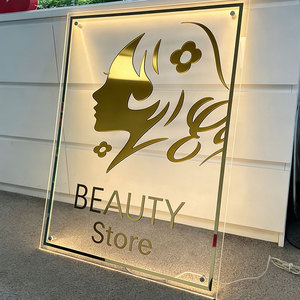 Letrero de Acrílico Personalizado con Espejo Dorado para Nombre de Salón de Belleza, Letrero de Pared con Logotipo de Neón Retroiluminado en 3D para Interiores - Product Image 2