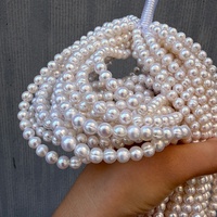 Perles d'eau douce Aurora filetées, presque rondes, 6,5-7 mm, pour colliers et bracelets DIY, environ. 38 cm de long, environ 55 pièces