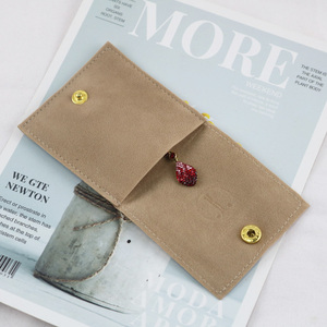Luda Small Fashion Suede Button Flat Packaging 8x8cm <b>Envelope</b> Custom Velvet Jewelry Pouch Bag - Product Image 3