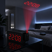 Horloge de table numérique analogique élégante avec projection, radio FM, grand écran intelligent, veilleuse de chevet et fonction bien-être