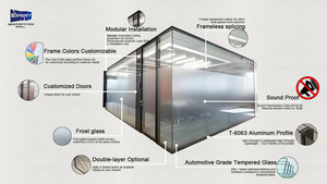 Système de porte coulissante en verre sans cadre avec roulettes silencieuses et fluides, pour salon, cuisine, <span class=keywords><strong>séparation</strong></span> d'espace commercial - Product Image 5