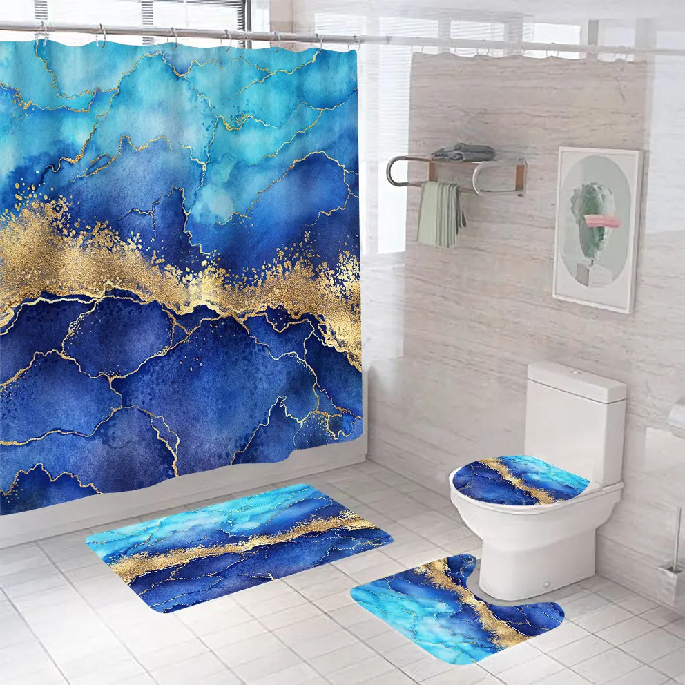 Luxury Bath Room Curtain Designed Heavy Duty Hotel 3D Print Polyester Shower Curtain
