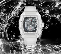 Reloj de hombre personalizado Cubo de vino reloj de cuarzo moda transparente impermeable reloj de pulsera personalizado para hombre OEM
