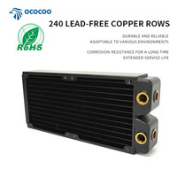 OCOCOO DIY radiateur de refroidissement par eau LED échangeur de chaleur en cuivre épais refroidisseur de processeur dissipateur thermique d'air modèle de ventilateur CRT-24H5-65R étuis d'ordinateur
