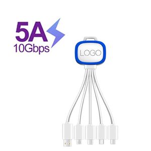 Cable de Carga LED 4 en 1, Cable de Datos USB Portátil con Llavero, Carga Rápida, con Logotipo - Product Image 1
