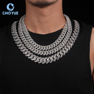 สร้อยคอแบบ Cuban Link  ขนาด 20 มม. ประดับเพชร Moissanite VVS เงินแท้ 925 สำหรับผู้ชาย สไตล์ฮิปฮอป - Product Image 1