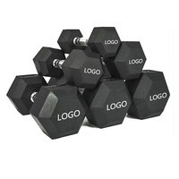 La Chine a fourni des poids libres d'haltérophilie de gymnase en caoutchouc noir de logo personnalisé 2.5kg à 80kg ensemble d'haltères hexagonaux