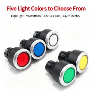 สวิตช์ปุ่มกดแบบมีไฟ LED ขนาด 22 มม. แบบกดติดปล่อยดับ 5 สี แดง เขียว น้ำเงิน เหลือง ขาว สำหรับตู้ - Product Image 2