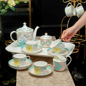 Service à thé en céramique de luxe britannique, service en porcelaine osseuse, luxe européen, pour l'après-midi - Product Image 2