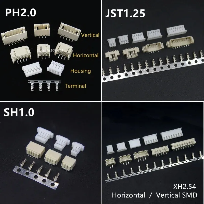 SH1.0 JST1.25 PH2.0 XH2.54 SH/JST/ZH/PH/XH 수평/수직 SMD 핀 헤더 + 하우징 + 터미널 세트 2.54mm