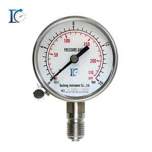 Factory Outlet <strong>4</strong>-Inch NPT1/<strong>4</strong> Thread Connection 304SS Hydraulic Stainless Steel Bourdon Tube <strong>Pressure</strong> <strong>Gauges</strong> - Product Image 2