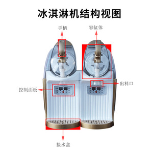 Machine à glace commerciale 6L, monocylindre, en acier inoxydable, pour la préparation de glaces molles, usage restauration - Product Image 3