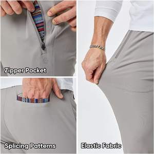 JMIERR Pantalon de survêtement d'entraînement de gymnastique pour homme avec poches zippées Pantalon de jogging de piste athlétique à taille élastique et cordon de serrage - Product Image 5