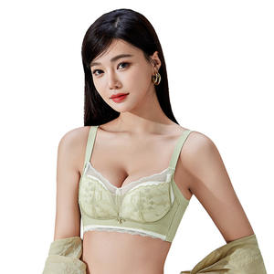 Soutien-gorge push-up pour petites poitrines, respirant, en dentelle florale tricotée, sans armatures, bretelles réglables, soutien non magnétique sous les aisselles, en nylon, bonnet 3/4 - Product Image 5