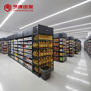 Luxury Black Heavy Duty <strong>Metal</strong> Gondola Shelving for Supermarket Grocery Store <strong>Customized</strong> <strong>Shelf</strong> Display - Product Image 1