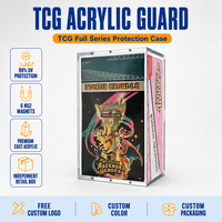 Boîte de présentation en acrylique pour paquets de boosters TCG Mega 10 pièces, couvercle magnétique, protection UV à 99 %, vente en gros, logo personnalisé