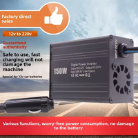 Inversor de Corriente para Auto, Transformador de Voltaje USB Portátil, Conversión de 12V/24V a 220V, Cargador USB AC de 150W