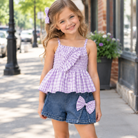 Nouveaux shorts en jean pour filles et bébés filles, style western, été, ensemble décontracté pour bébé, ensemble deux pièces, robe pour fille