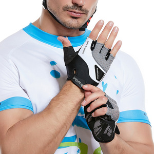Guantes de ciclismo de medio dedo para hombre, color negro y gris, antideslizantes, con absorción de impactos, para adultos. - Product Image 1
