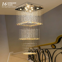 Lustre d'escalier moderne de luxe en cristal nordique avec installation professionnelle, haute luminosité et installation facile