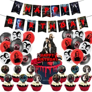 Набор украшений для дня рождения с изображением дневников вампира, ужасные кровавые баннеры, надувные шары, торт, принадлежности для мероприятий X4183