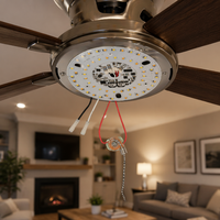 Source de lumière de remplacement pour ventilateur de plafond LED sans scintillement CRI90+ 4,64 pouces 20W 120V 5CCT avec module PCB dimmable par chaîne de tirage et télécommande