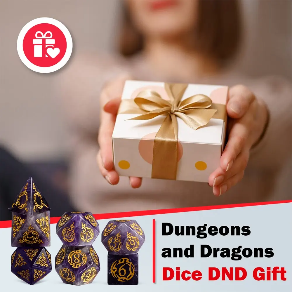 Logo personalizzato pietra preziosa dadi D6 D20 cristallo viola DND poliedro dadi ametista per dungeon e draghi