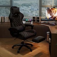 Chaise de jeu ergonomique pivotante moderne en cuir PU ALINUNU avec repose-pieds et massage
