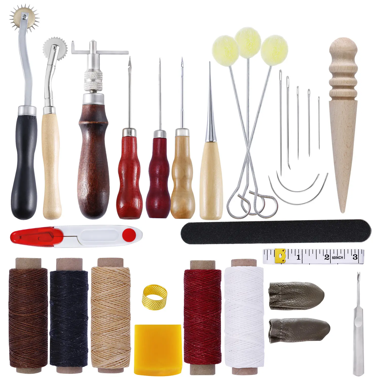 Amazon hot selling complete DIY handmade leather working cutting punch sewing craft tools set kit for leather bag wallets making