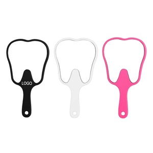 Custom Brand Portable Tooth Shape Mirror Plastic Handheld Mirrors