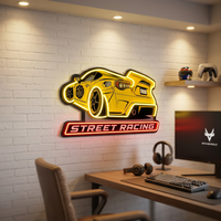 Enseigne néon personnalisée pour piste de course, vente en gros, enseigne lumineuse LED néon, conception gratuite, dropshipping pour club de course, décoration de salle de jeux, enseignes LED