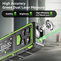 Télémètre laser numérique de précision Huepar BLM-100G vert bilatéral 200m avec conversion d'unités, outil de mesure laser rechargeable